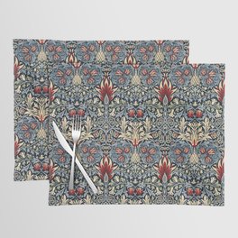 Vintage William Morris Snakeshead Red Floral Print Placemat