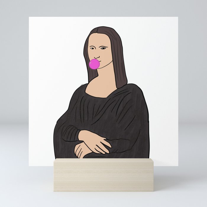 Mona Lisa Blowing Bubble Gum Parody Art Funny Gifts Mini Art Print