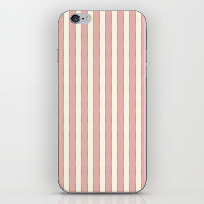 Pastel Pink And Gold Braid Cabana Stripes On Off-White Cream Vintage Aesthetic iPhone Skin