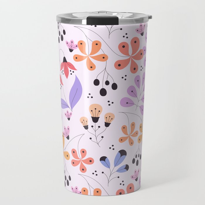 colourful fantasy flowers pastel pink red orange  Travel Mug