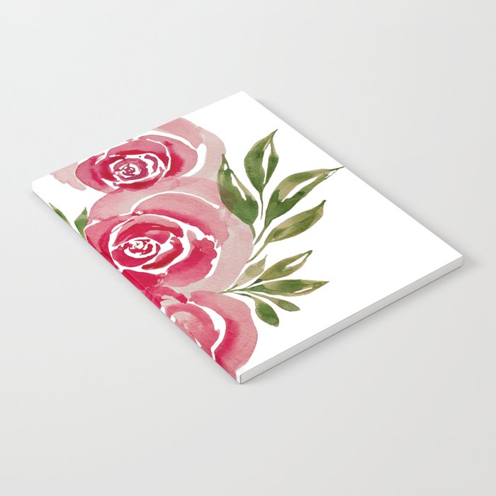 Rose Loose Floral Watercolor Painting Notebook
