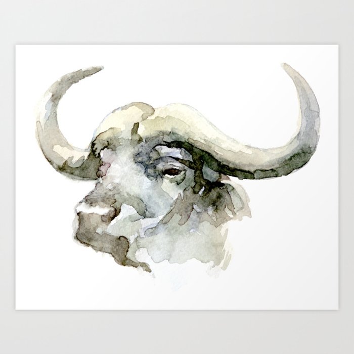 Buffalo, Bison, Watercolor Handmade Painting Art Print Good Impressions | Society6
