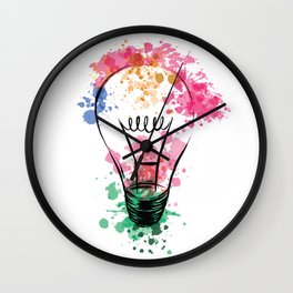Watercolor Light Bulb  Wall Clock