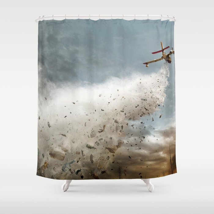 Fantastic Miraculous Water Aircraft Dumping Garbage UHD Shower Curtain