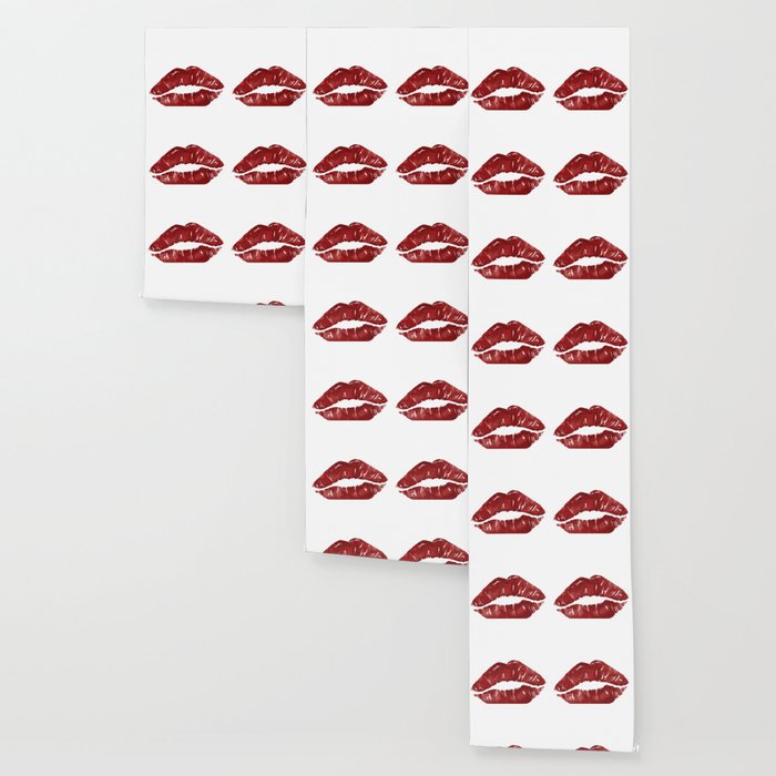 Red Lips And Lipstick Makeup For Cosmetology Design Wallpaper By