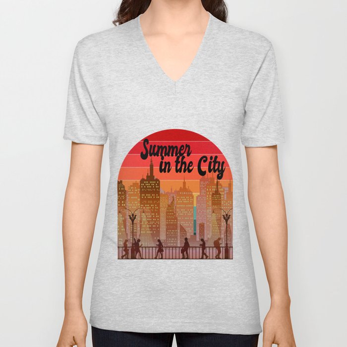 Summer in the City V Neck T Shirt