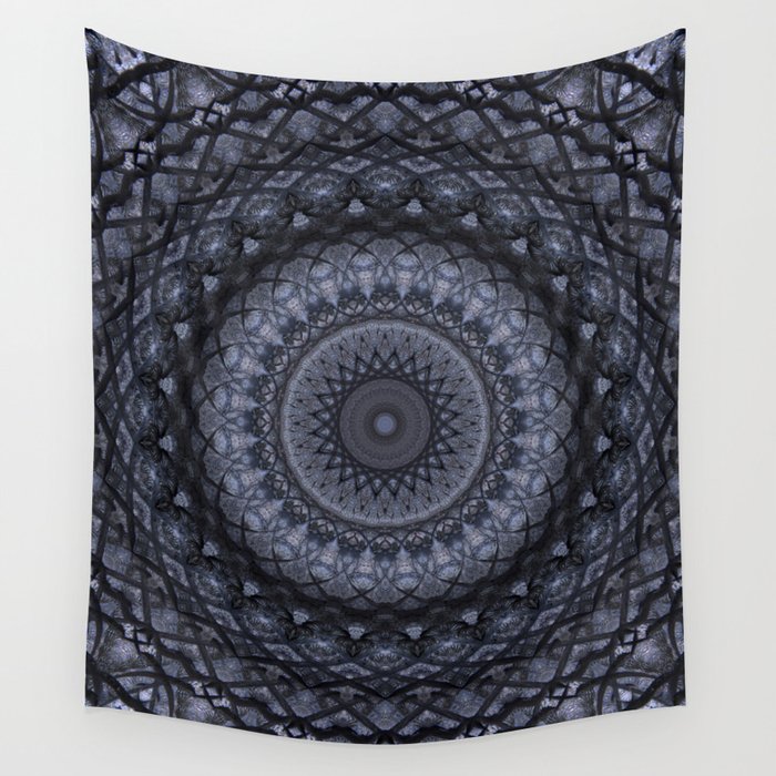 Dark gray mandala Wall Tapestry by Jablam Society6