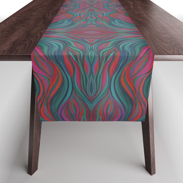 psychedelic color mayhem Table Runner