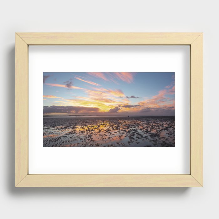 Beach sunset panorama Recessed Framed Print