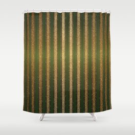 Green Gold Luxury Circus Retro Stripes Pattern Shower Curtain