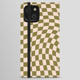 Check VI - Green Twist — Checkerboard Print iPhone Wallet Case