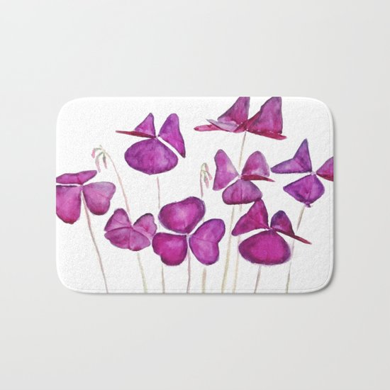 purple clover leaves Bath Mat