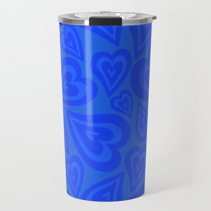 Retro Love Swirl - Bright True Blue Travel Mug