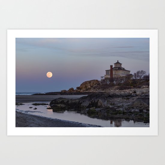 Full moon at Good Harbor Beach Art Print