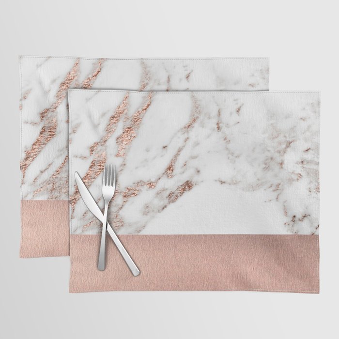 Rose gold marble and foil Placemat