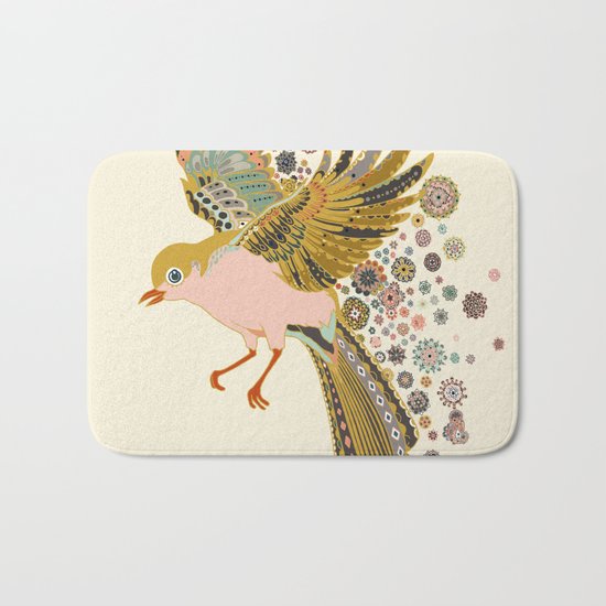 Orange stocking bird Bath Mat