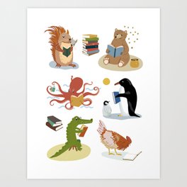 Animal Readers Art Print