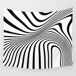 Retro Black And White Optical Art Wall Tapestry