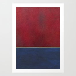 Deep Blue, Red And Gold Abstract Painting Art Print