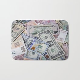 A collection of various foreign currencies Bath Mat | Digital, Currency, Finance, Monetary, Wealth, Dollar, Prosperity, Banknote, Success, Photo 