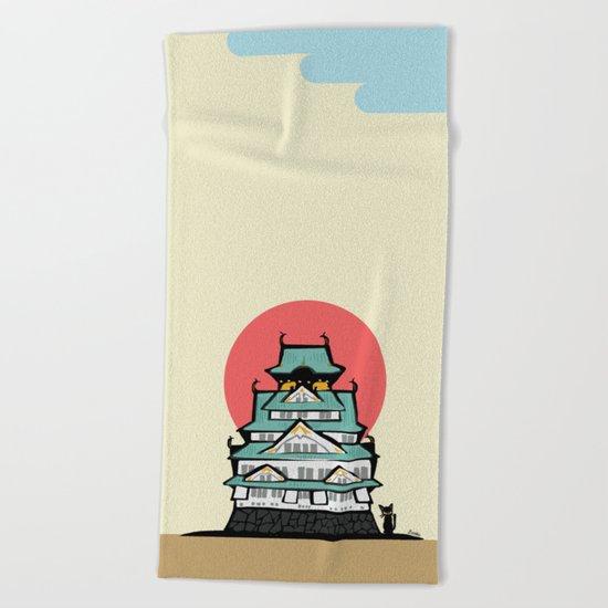 Osaka castle Beach Towel