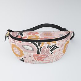 Contemporary Flower Collage Pink Gold White Black Fanny Pack