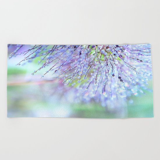 raindrops on grass Beach Towel