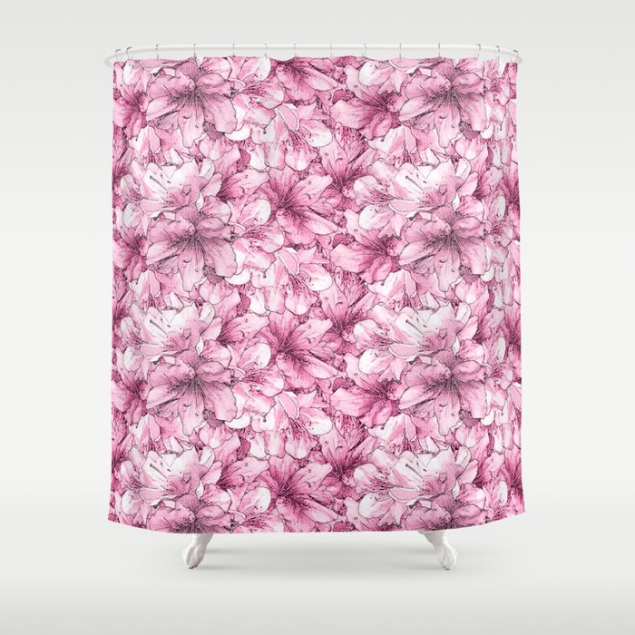 frosty magenta pink floral azalea flowering flower bouquet pattern  Shower Curtain