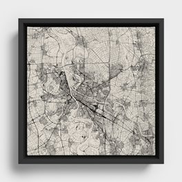 Mannheim, Germany - Black and White City Map Framed Canvas