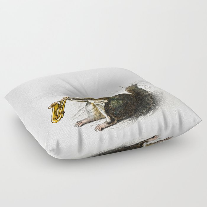 Flying squirrel playing saxophone  Floor Pillow