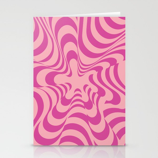 Abstract Groovy Retro Liquid Swirl Pink Pattern Stationery Cards