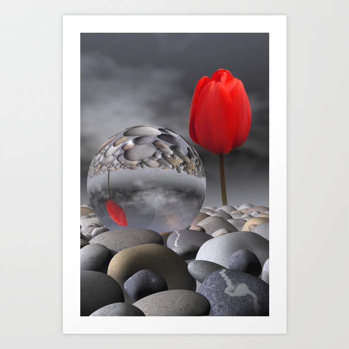 broken light and a tulip Art Print