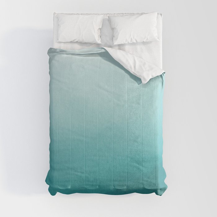 Best Seller Aqua Teal Turquoise Watercolor Ombre Gradient Blend Abstract Art - Aquarium SW 6767 Comforter