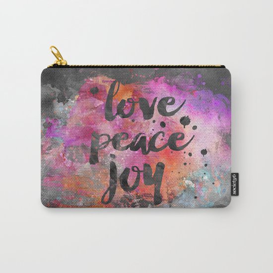 Love, Peace and Joy Typography Carry-All Pouch