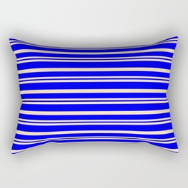 [ Thumbnail: Beige and Blue Colored Stripes Pattern Rectangular Pillow ]
