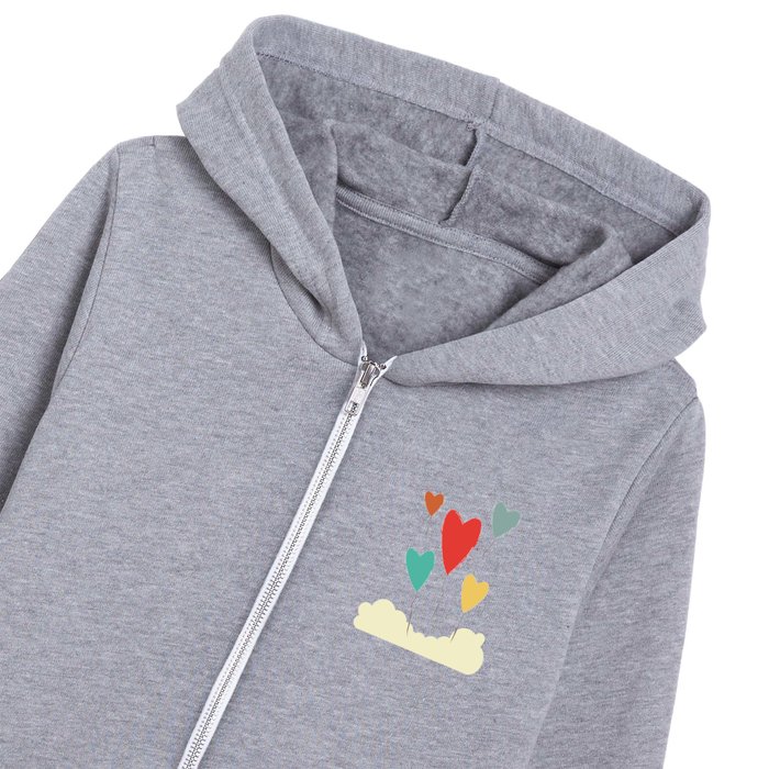 Heart Balloons above the Clouds Kids Zip Hoodie