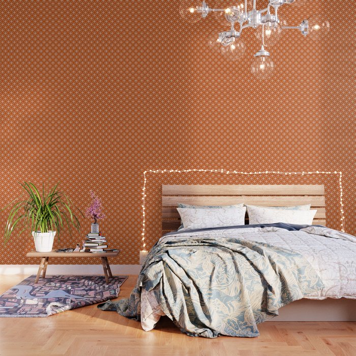 Orange geometric pattern Crossing Circles, modern design Wallpaper