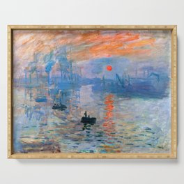 Claude Monet Ocean Sunrise Oil Painting Serving Tray