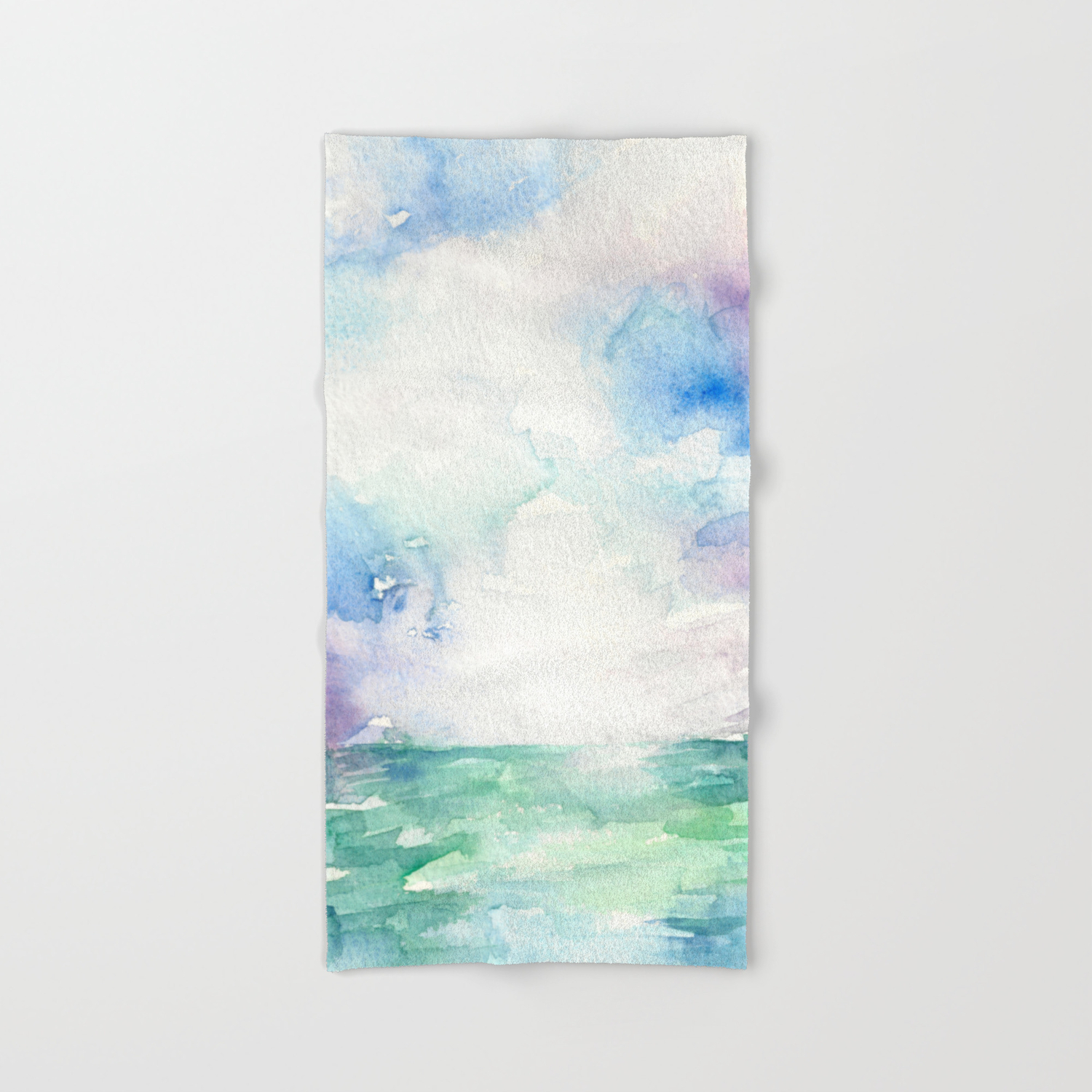 Colored Sky Watercolor Painting Hand Bath Towel By Emeraldtree