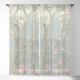 Romantic Chinoiserie Pearl Garden Sheer Curtain