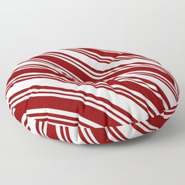 [ Thumbnail: White & Maroon Colored Lined/Striped Pattern Floor Pillow ]