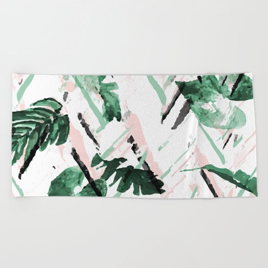 Tropical paint texture Beach Towel