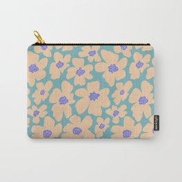 Retro Daisy - Turquoise, Very Peri, Pink, cream Carry-All Pouch | Graphicdesign, Retro, Daisies, Curated, Hippie, Pattern, Turquoise, Groovy, Illustration, Digital 
