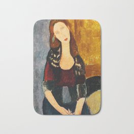 Amedeo Modigliani "Jeanne Hebuterne, seated" Bath Mat | Jeanne, Woman, Modigliani, Hebuterne, Amedeo, Painting, Seated, Portrait 