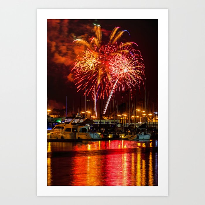 Marina Del Rey Fourth of July Fireworks 1 Art Print by PDJ Photography