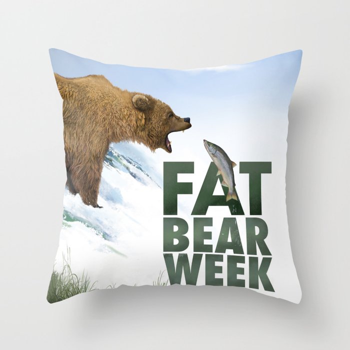 Fat Bear Week Poster Throw Pillow