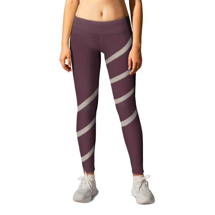 Deep Purple Taupe Gray Stripe Diagonal Pattern 2021 Color of the Year Epoch and Fondue Leggings
