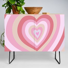 Retro Groovy Love Hearts - frosted pink bubblegum and rose Credenza