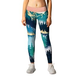 Lake Mist Leggings | Digital, Mountains, Abstract, Graphicdesign, Bohemian, Forest, Mist, Fog, Trees, Water 