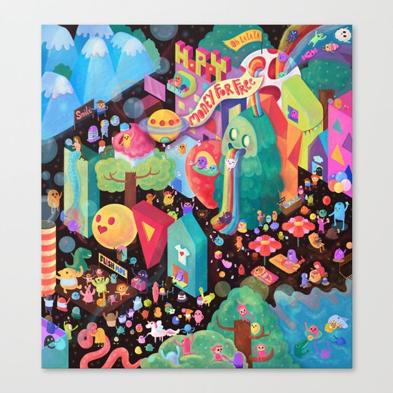 Happy World - Money is FREE ! Canvas Print